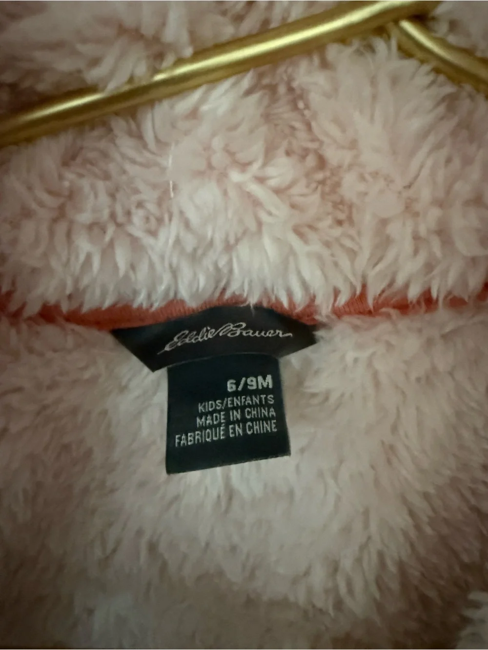 Eddie Bauer Cream and Pink Sherpa Hooded One-Piece Footie